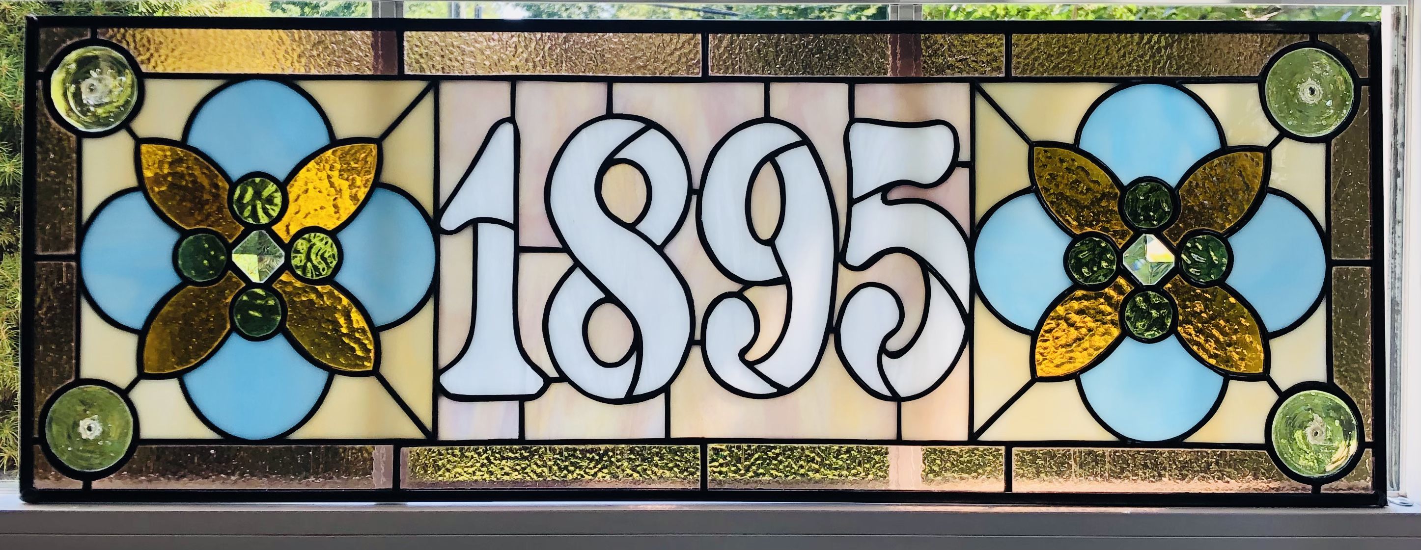Handmade 2104 Custom, Victorian Inspired Stained Glass Transom Window