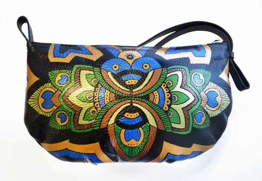 Custom Made Peacock Leather Purse - Hand Painted Purse- Peacock Small Bag - Colorful Bag