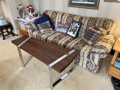 Custom Made Walnut & Chrome Sofa Table