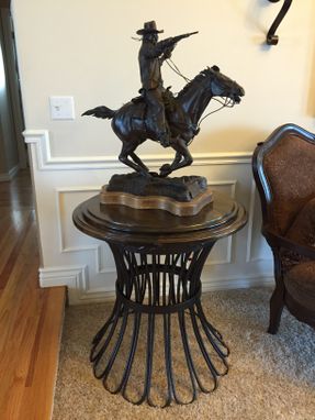 Custom Made 30" Tall Entry Table 30" Diam With A Walnut Top