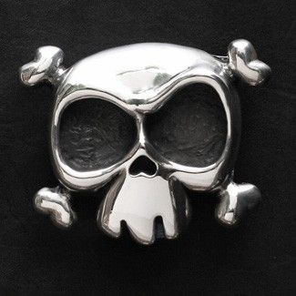 Custom Made Louie Skull Belt Buckle In Sterling Silver
