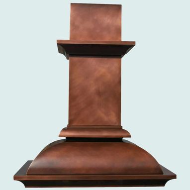 Custom Made Copper Range Hood With Mid Crown