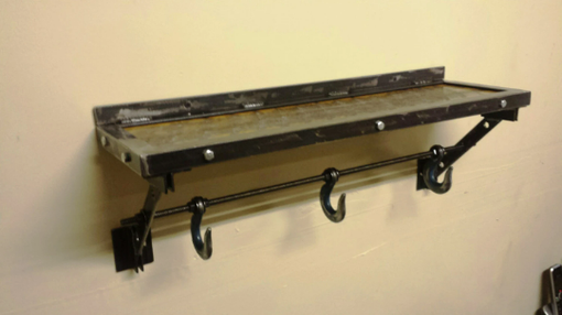 Custom Made Sturdy Industrial Shelf With Hooks
