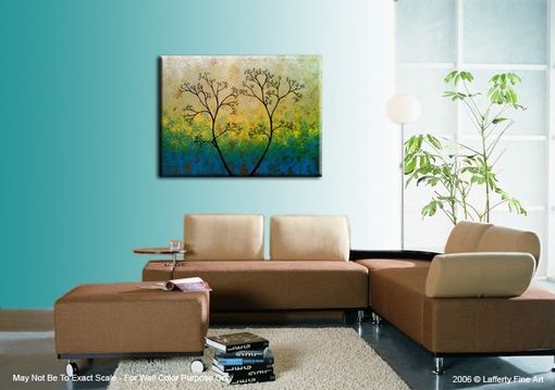 Custom Made Original Abstract Tree Painting, Green Landscape Painting, Textured Tree, Blue Green Palette Knife