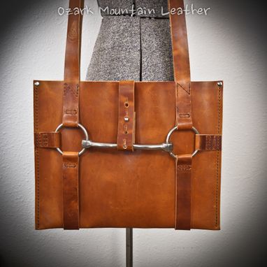 Custom Made Horween Leather Vintage Horse Bit Tote Bag