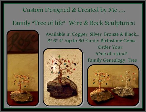Custom Made Tree Of Life Wire Art Tree Sculpture Copper Or Silver Tree On Natural Rock Base