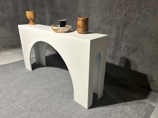 Custom Made Modern White Rectangular Arched Console Table