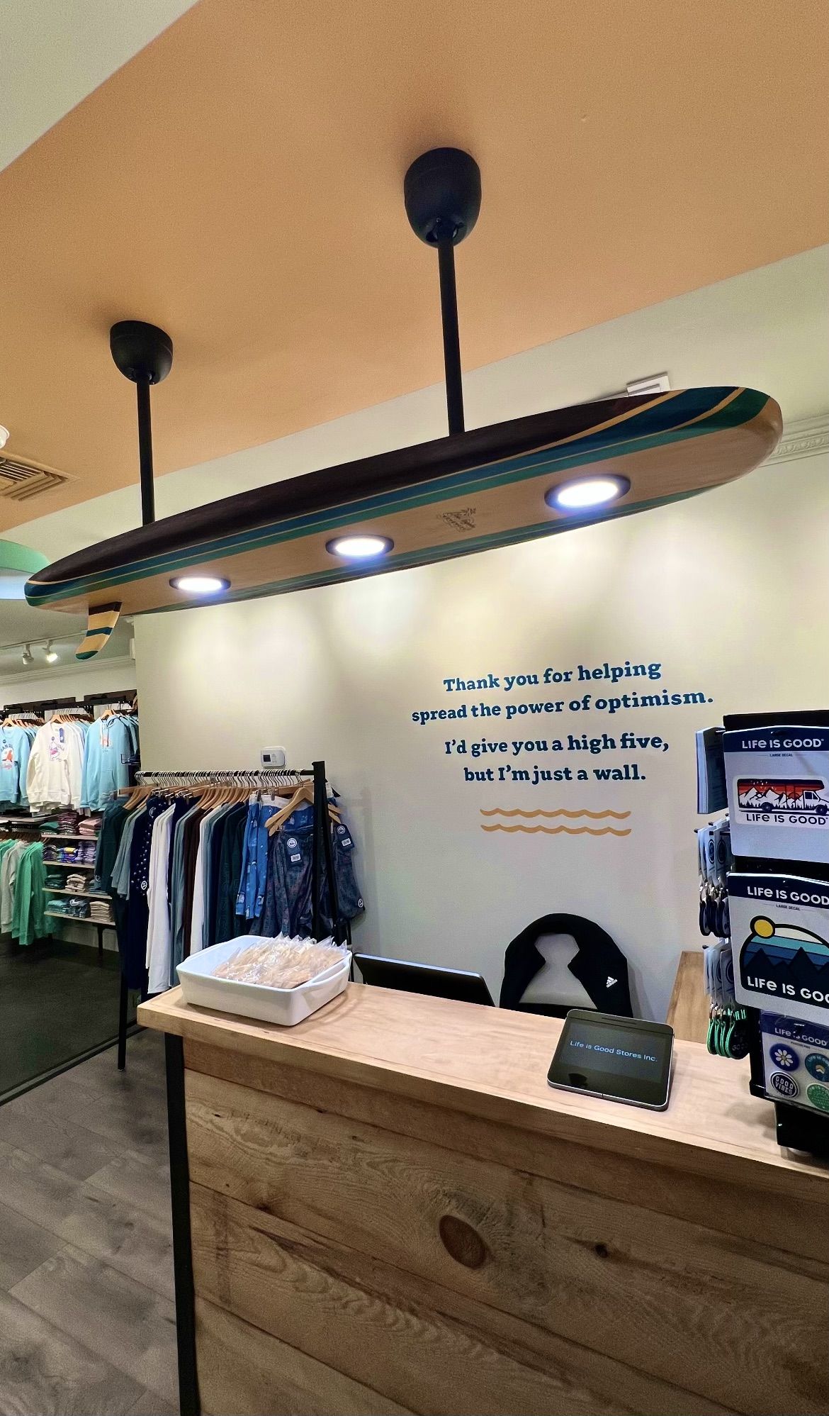 Surfboard ceiling store light