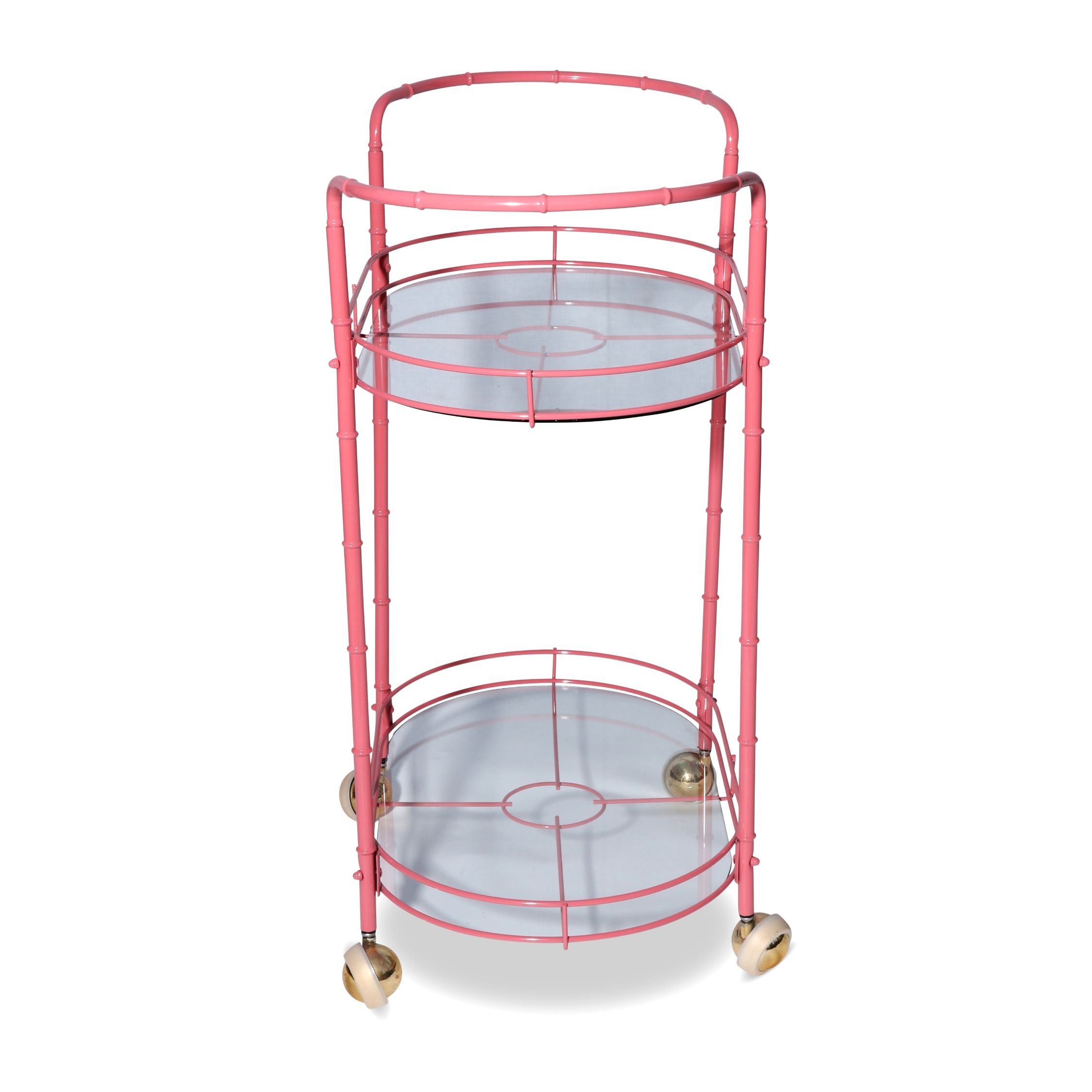 Buy Hand Crafted Vintage Coral Pink Metal Tea Cart, made to order from