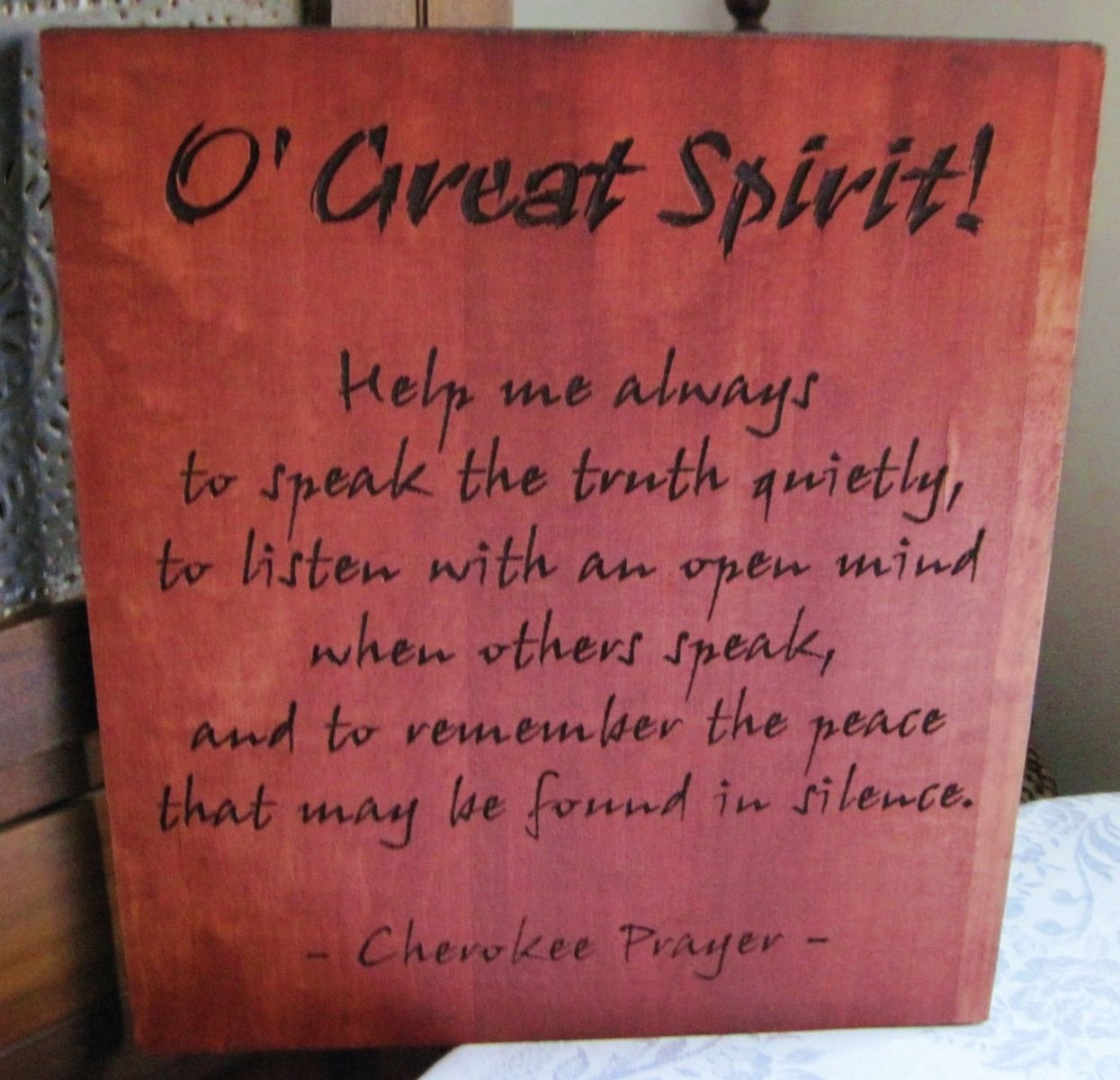 Hand Crafted Handmade Wood Carved Cherokee Prayer Native American