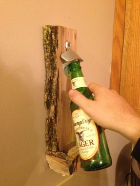 Custom Made Live Edge Wall Hung Bottle Opener With Catcher.