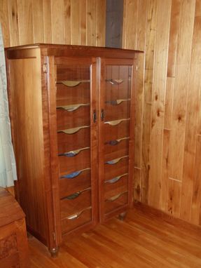 Custom Made Walnut Tall Dresser With Glass Doors