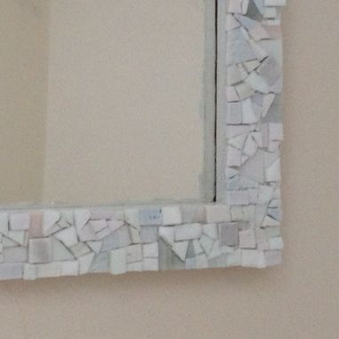 Custom Made Mosaic Wall Mirror, White