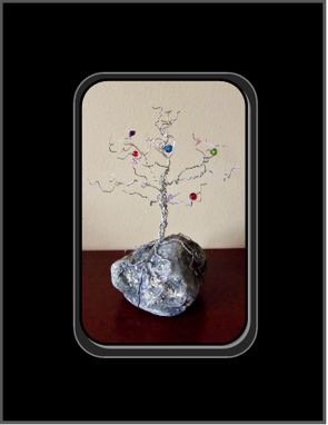 Custom Made Tree Of Life Wire Art Tree Sculpture Copper Or Silver Tree On Natural Rock Base