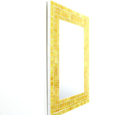 Custom Made Decorative Yellow Mosaic Bathroom Wall Mirror In Stained Glass Tiles