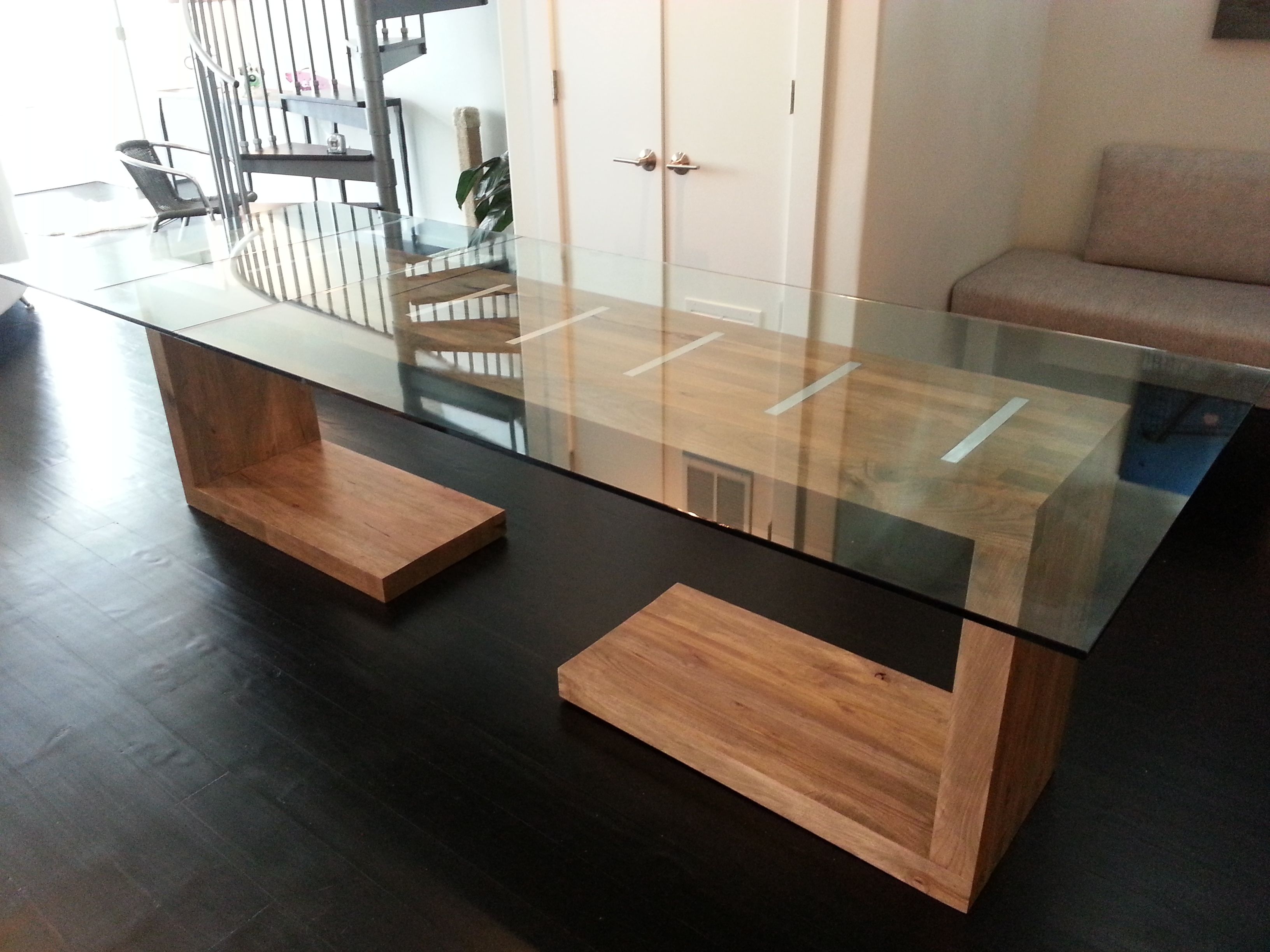 Custom Glass Top Dining And Side Table by AJC Woodworking | CustomMade.com