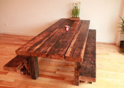 Custom Made Custom Farmhouse Dining Table And Benches For Kitchensurfing.Com