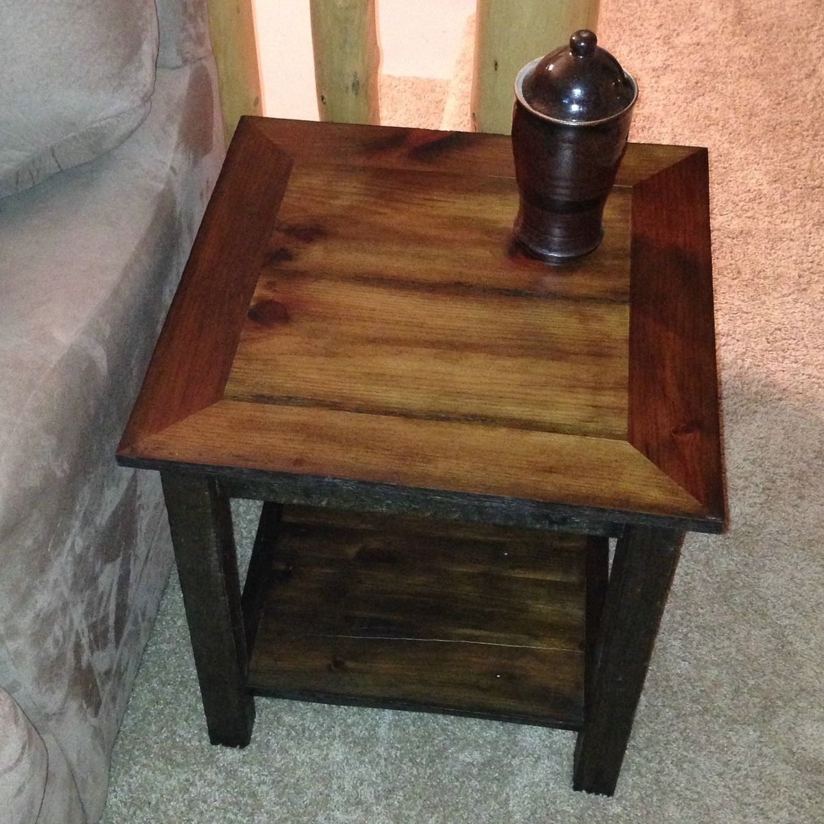 Hand Crafted Reclaimed Barnwood End Table by Ore Dock Design