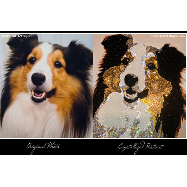 Custom Made Custom Crystallized Pet Portrait Dog Cat Animal Bling Genuine European Crystals Bedazzled Museum