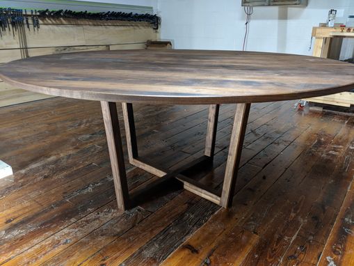 Custom Made Solid Black Walnut Danish Modern Mid Century Modern Round Pedestal Dining Table