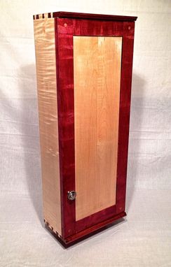 Custom Made Curly Maple And Purpleheart Wall Cabinet