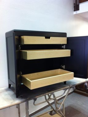 Custom Made Flame Grain Walnut Panel Shoe Cabinet