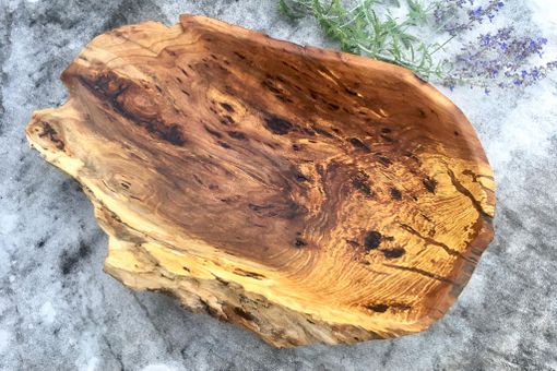Custom Made Organic Hand Carved Burl Wood Bowl With Partial Natural Edge