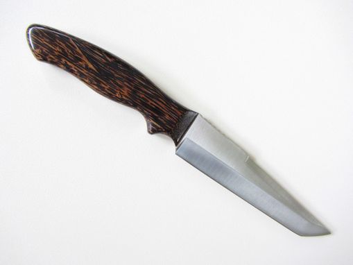Custom Made Custom Knife - Tanto Style - Stainless Steel Blade - Handmade Black Palm Wood Handle