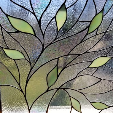 Custom Made Stained Glass Iridescent Decorative Leaves Window