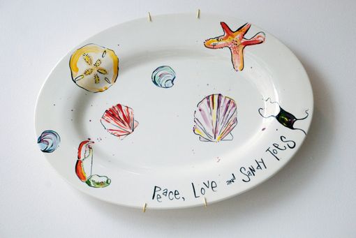 Custom Made Peace, Love & Sandy Toes Platter - Serving Platter - Wall Art - Home Decor - Beach House