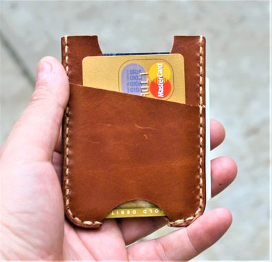 Custom Made Handmade Leather Minimalist Wallet Minus Wickett And Craig Buck Brown Harness Money Clip