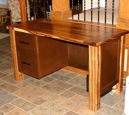 Custom Made Zebrawood Desk With Printer Stand