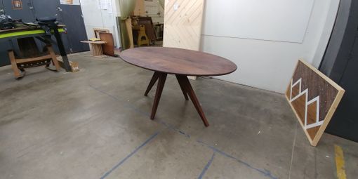 Custom Made Mid-Century Modern Solid Walnut Dining Table For Six