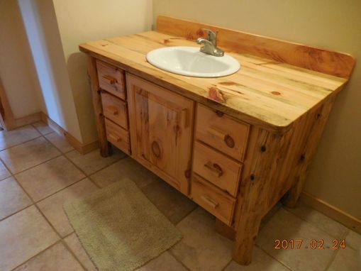Custom Made Knotty Pine Bathroom Vanity