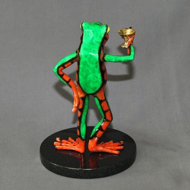 Custom Made Awesome Bronze Martini Frog Figurine Statue Sculpture Art / Limited Edition / Signed & Numbered
