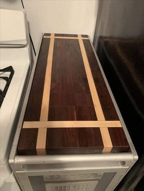Custom Made Walnut And Maple End Grain Cutting Board With Dovetailed Drawers For Spices, Etc.