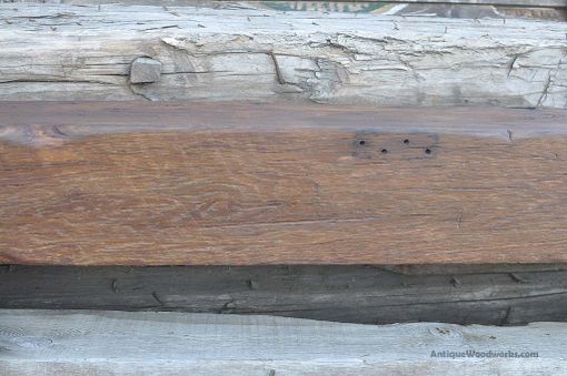 Custom Made Rustic Mantel Beam - Dark White Oak 8×8 With Lots Of Nail Holes