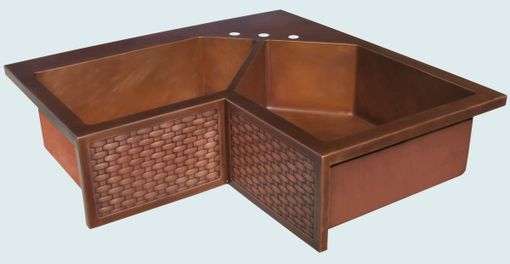 Custom Made Copper Sink With Woven Apron & 5-Sided Bowls