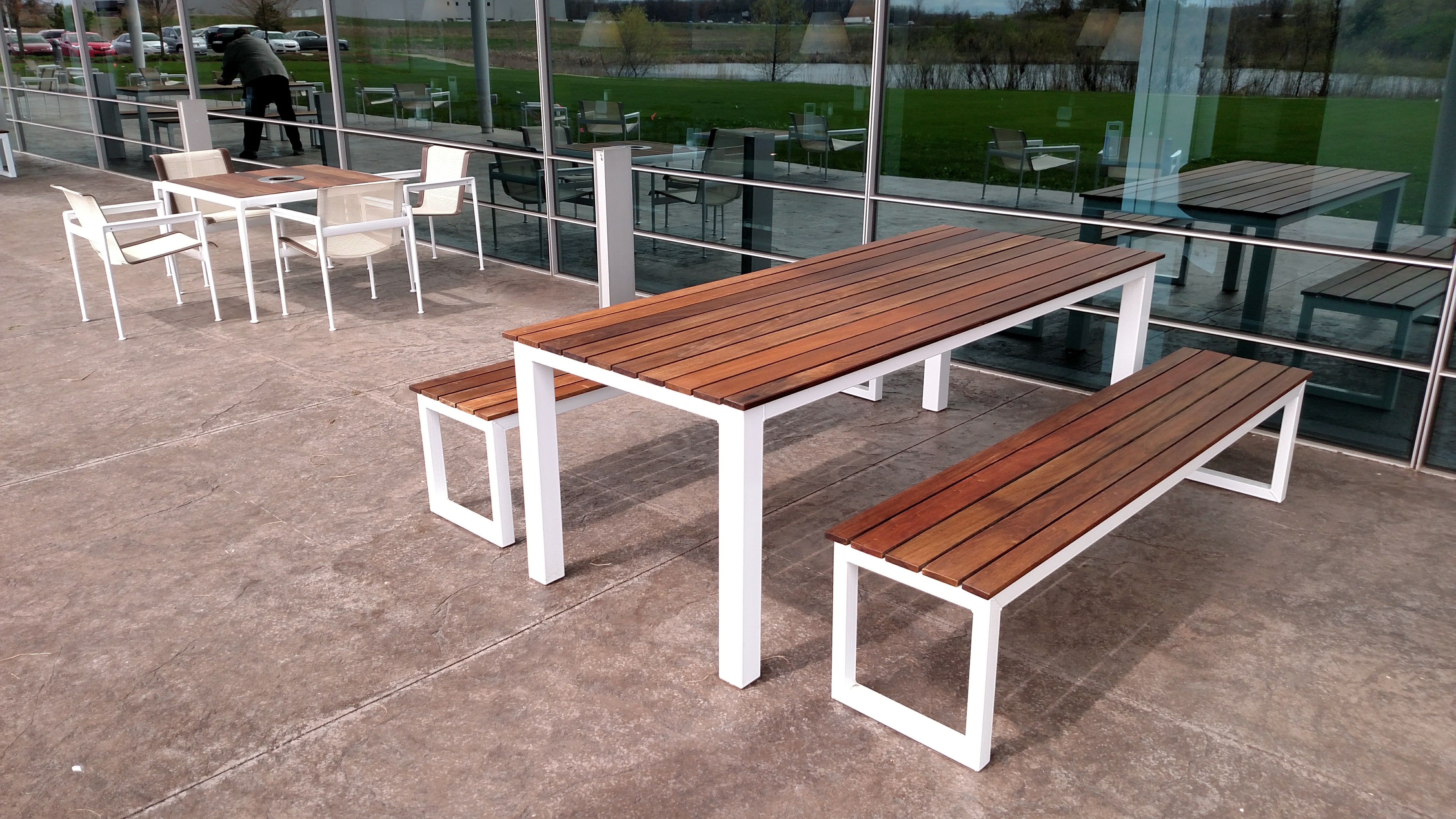 Buy A Custom Made Reclaimed Brazilian Ipe And Steel Patio Table