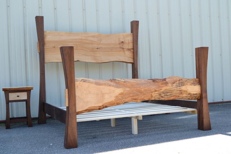 Hand Crafted Live Edge Maple King Size, King Size Bed Frame With Night Stands