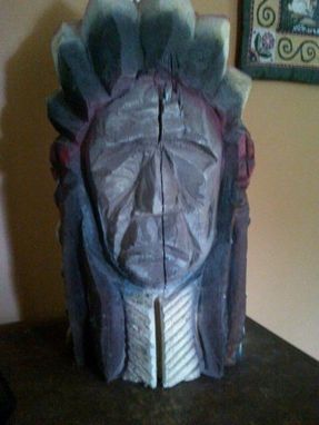 Custom Made Indian Chief Bust Chainsaw Sculpture