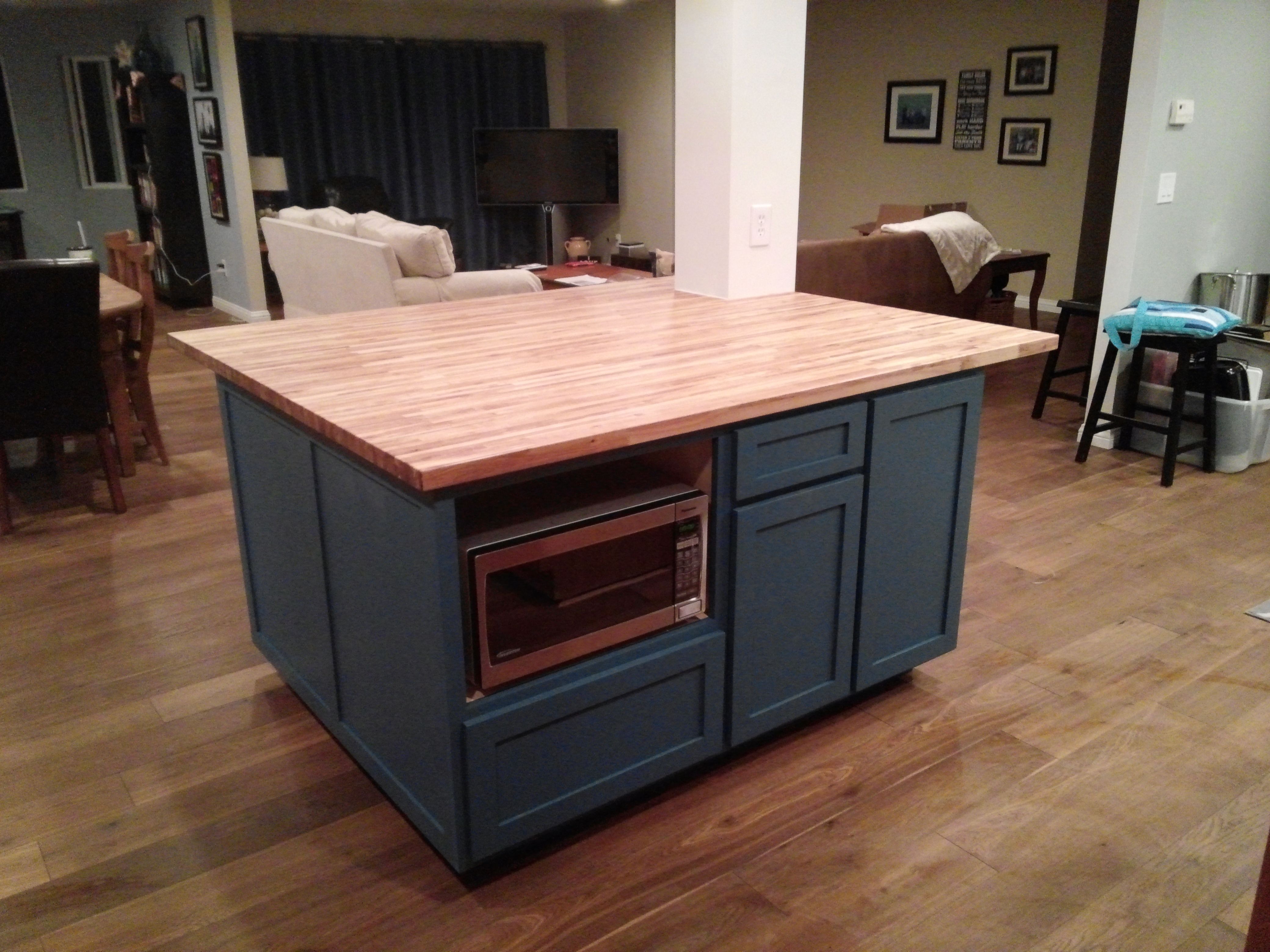 Handmade Custom Shaker Style Kitchen Island With Butcher Block