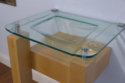 Custom Made Pedestal Wood, Glass, And Stainless Sink
