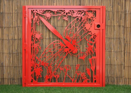 Custom Made Dragonfly Decorative Steel Gate - Flower Art Wall Panel - Laser Cut Steel Panel
