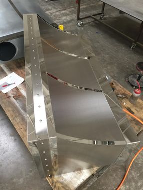 Custom Made #16 Brushed Stainless Steel Range Hood With Polished Stainless Steel Straps