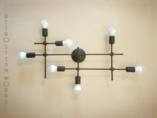 Custom Made Industrial Grid Wall Sconce Bare Edison Bulbs