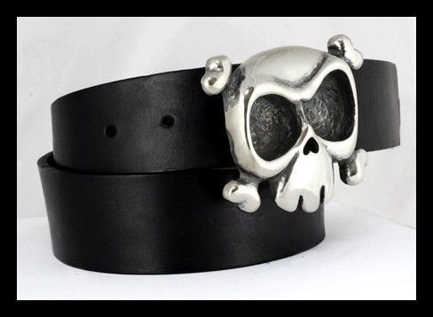 Custom Made Louie Skull Belt Buckle In Sterling Silver