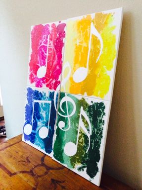 Custom Made Beautiful 4 Piece Music Notes Made From Melted Crayolas And Oil Paint!