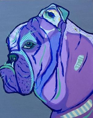 Custom Made Friendly Bulldog Collage In Purples Limited Edition Print