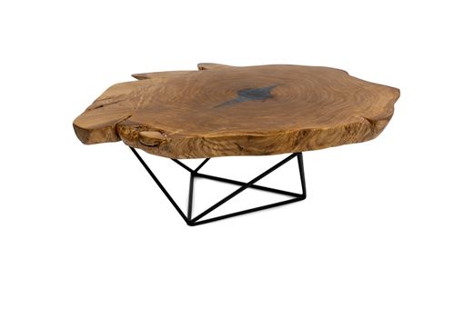 Custom Made Live Edge Wood Coffee Table - Mid Century Modern